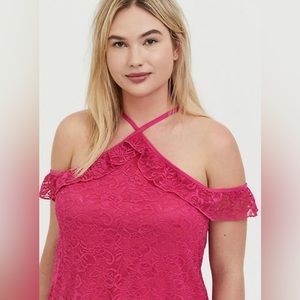 NWT Candy Pink Ruffle Top